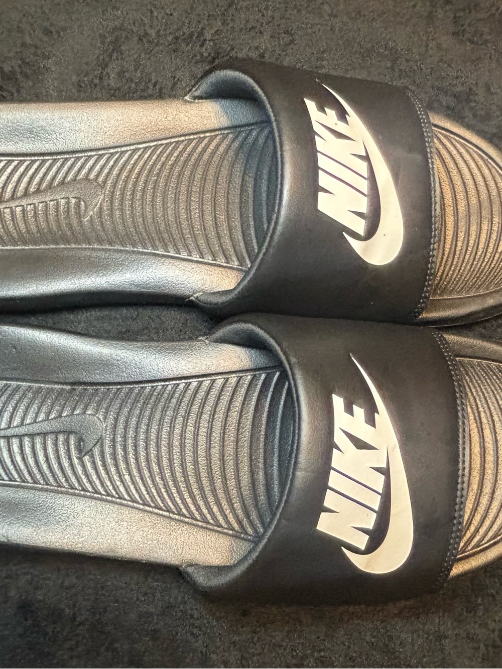 Nike Black Slide Sandals with White Swoosh